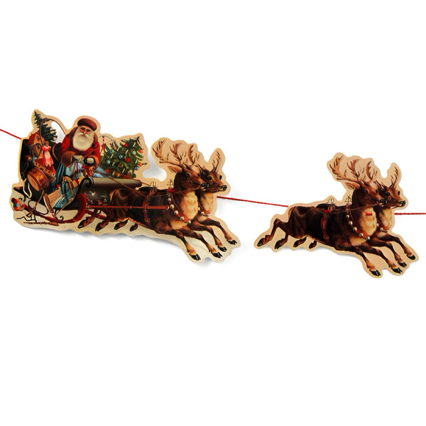 Santa’s Sleigh With Reindeer Paper Garland