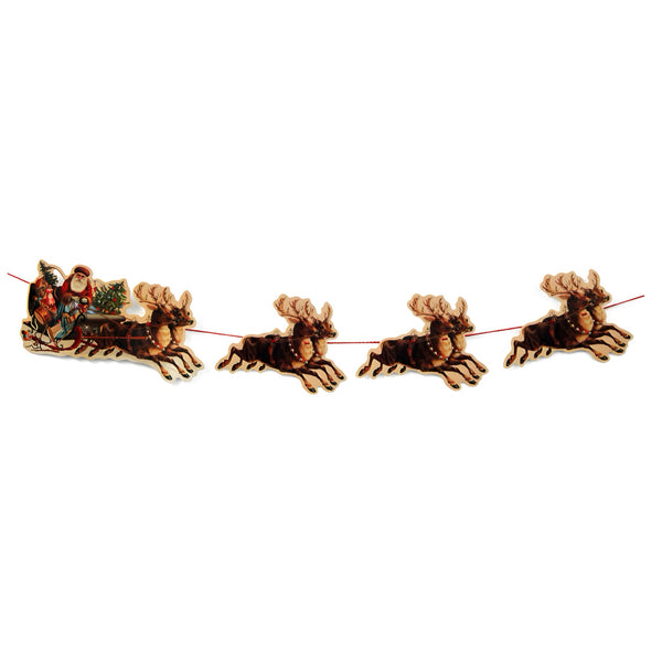 Santa’s Sleigh With Reindeer Paper Garland