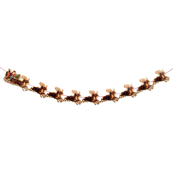 Santa’s Sleigh With Reindeer Paper Garland