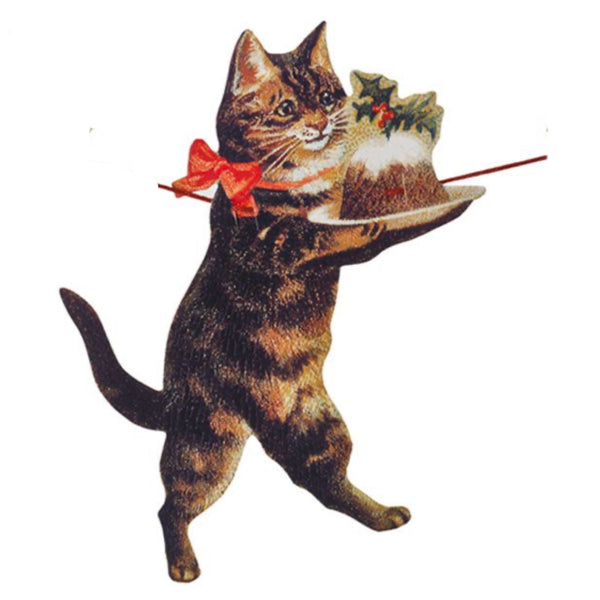 Cat With Christmas Pudding Paper Garland