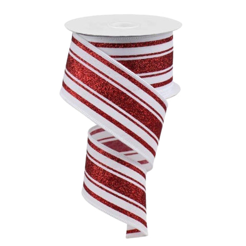 Wide Candy Cane Striped Ribbon