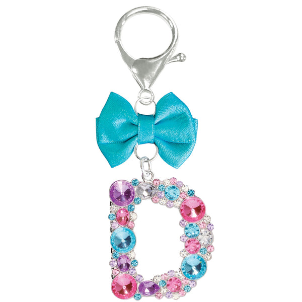 Assorted Turquoise Ribbon Monogram Keychain, INDIVIDUALLY SOLD