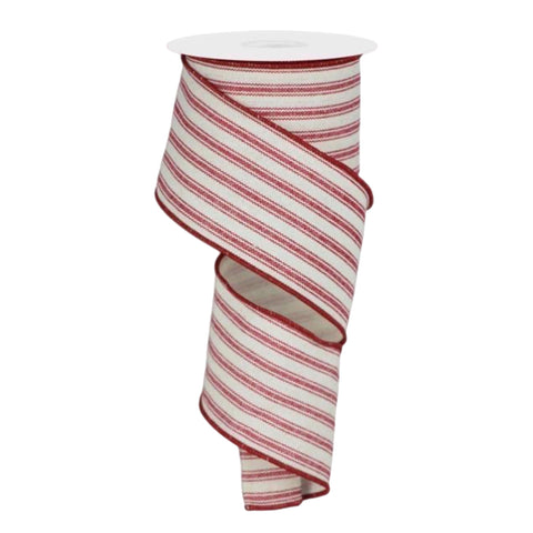 Wide Red And White Striped Ribbon