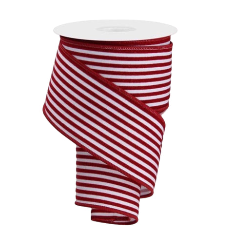 Wide Red And White Striped Ribbon