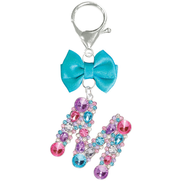 Assorted Turquoise Ribbon Monogram Keychain, INDIVIDUALLY SOLD