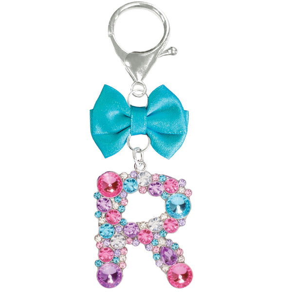 Assorted Turquoise Ribbon Monogram Keychain, INDIVIDUALLY SOLD