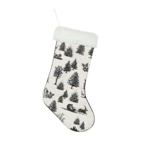 19.5" Sleigh & Trees Stocking