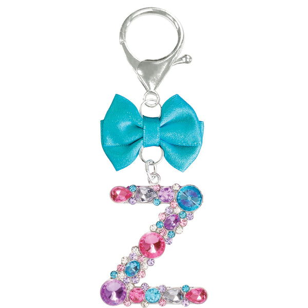 Assorted Turquoise Ribbon Monogram Keychain, INDIVIDUALLY SOLD