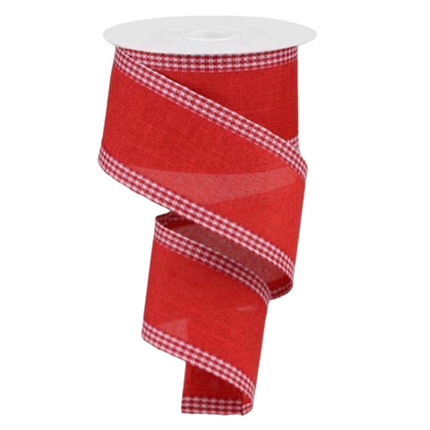 Wide Red Gingham Trim Ribbon