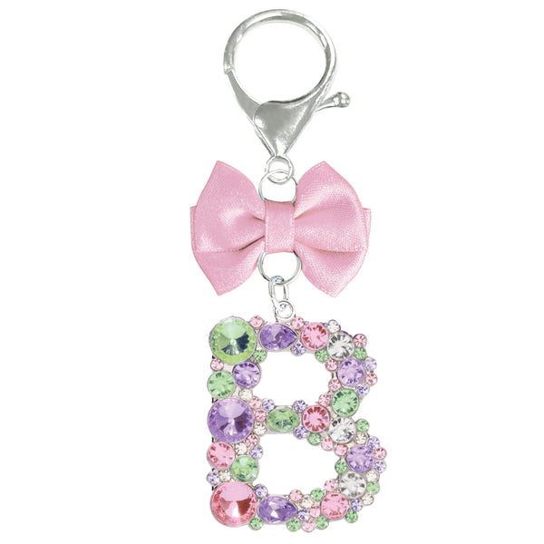 Assorted Pink Ribbon Monogram Keychain, INDIVIDUALLY SOLD