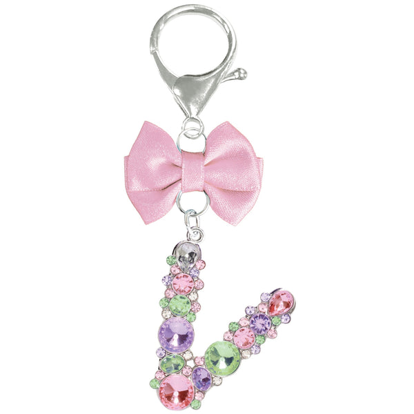 Assorted Pink Ribbon Monogram Keychain, INDIVIDUALLY SOLD