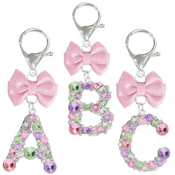 Assorted Pink Ribbon Monogram Keychain, INDIVIDUALLY SOLD