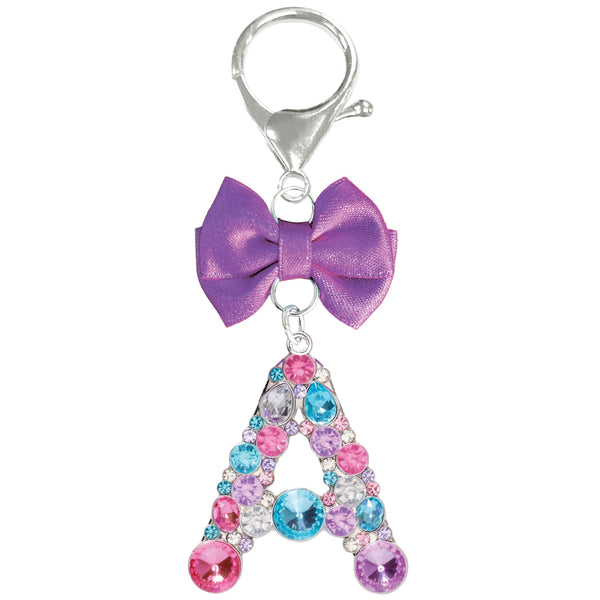 Assorted Purple Ribbon Monogram Keychain, INDIVIDUALLY SOLD