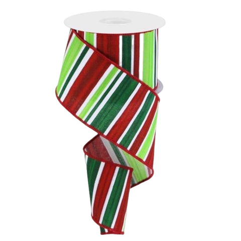 Wide Red And Green Horizontal Striped Ribbon