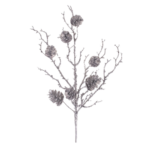 Silver Pinecone Twig Spray