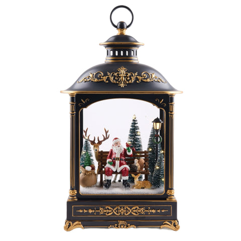 17" Santa With Woodland Animals Lantern