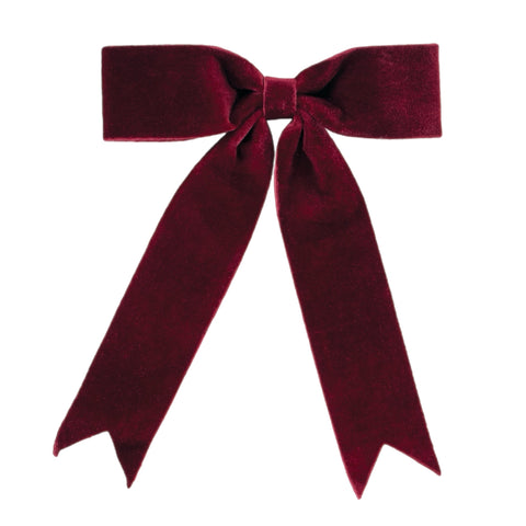 Red Velvet Clip On Bow Ornament