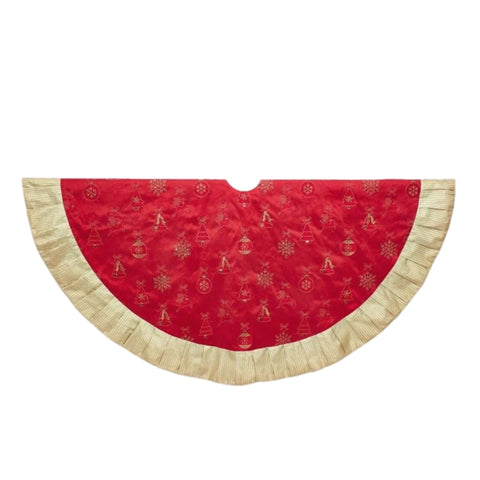 60" Red And Gold Embossed Tree Skirt