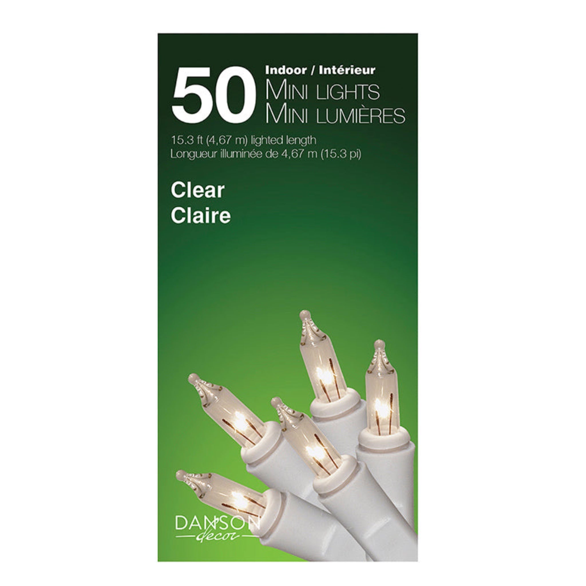 50 Clear Incandescent Mini Lights White Cord