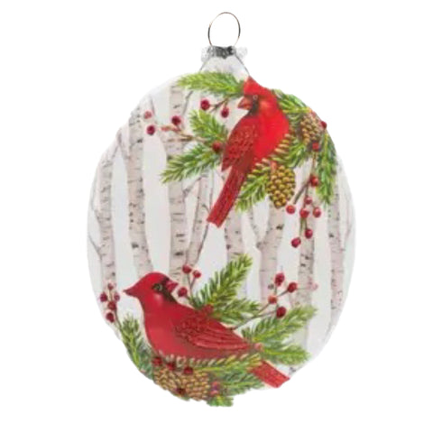 Cardinals In Birch Tree Disk