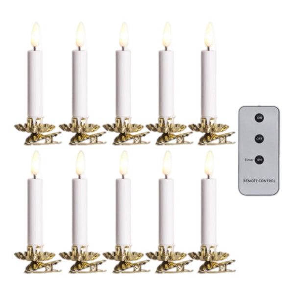 10 White Battery Operated Candle Clip Lights  INDOOR