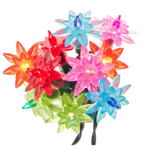 12.5' Multicolor Flower Lights, Set Of 20