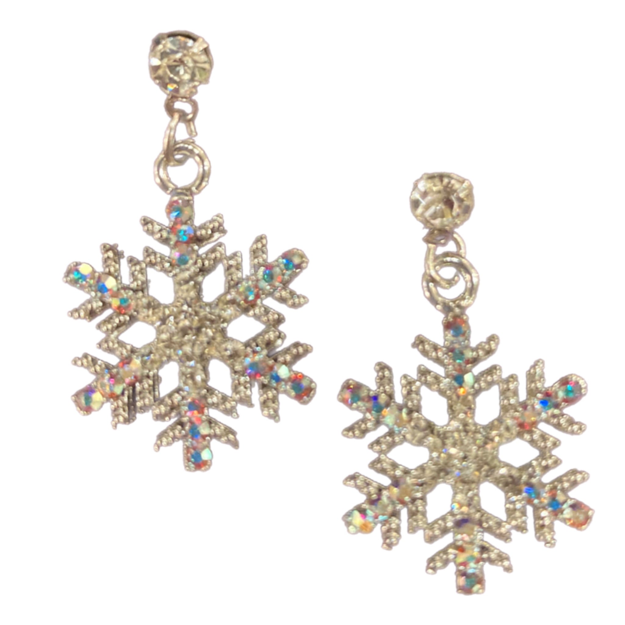 Iridescent Snowflake Dangle Earrings