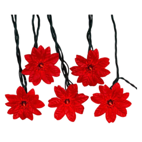 40.5' Red Poinsettia Lights, Set Of 20