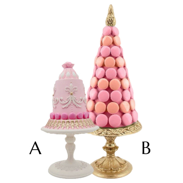 Assorted Cake & Macaron on Pedestals, INDIVIDUALLY SOLD