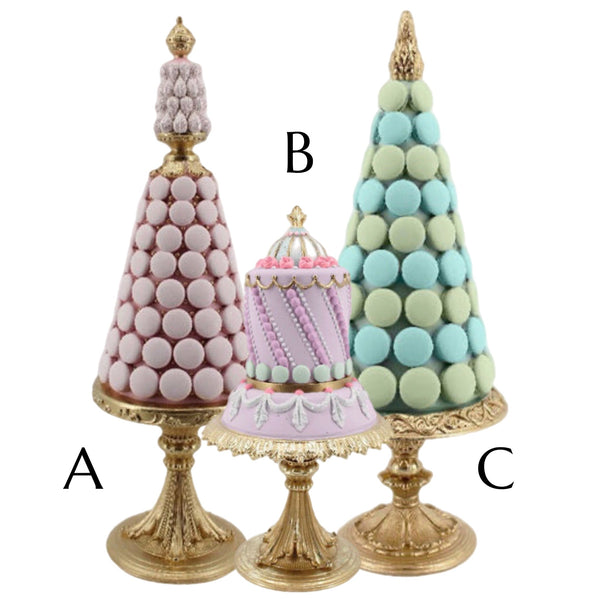 Assorted Cakes & Macarons on Pedestals, INDIVIDUALLY SOLD