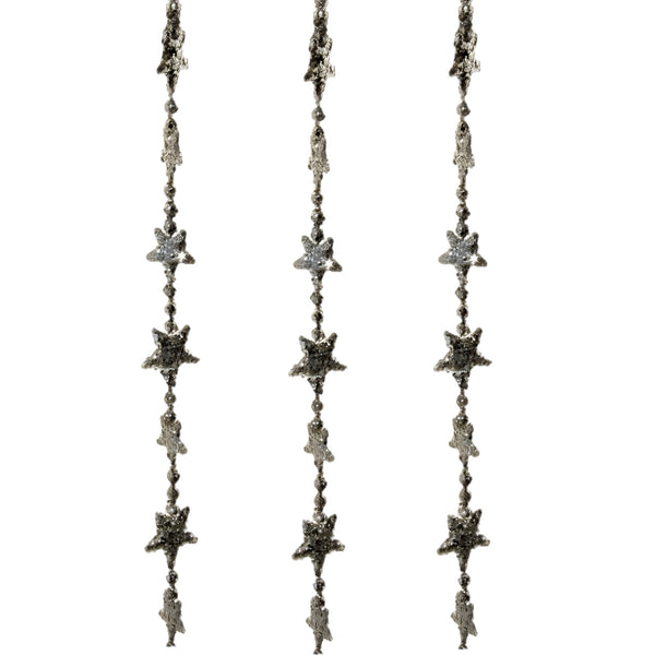 5.5' Silver Star Beaded Garland