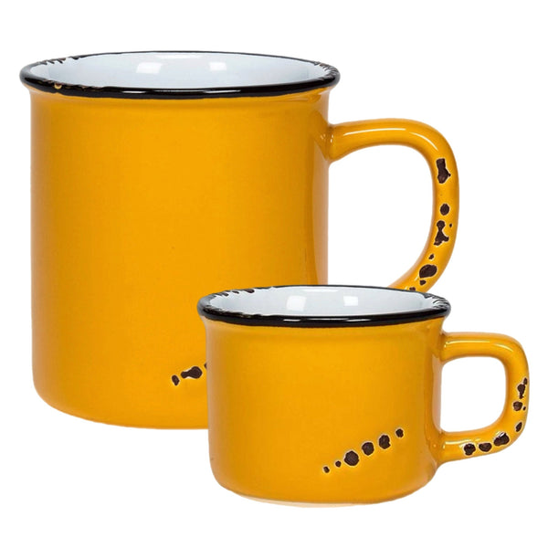 Assorted Ochre Enamel Mugs, INDIVIDUALLY SOLD