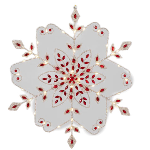 Red Led Snowflake Window Ornament