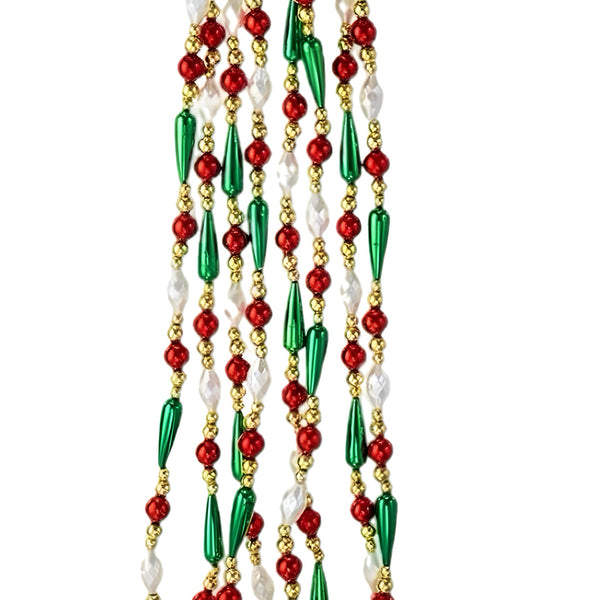 9' Red, Green & White Beaded Garland