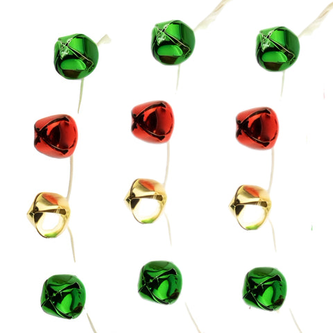 4' Red, Green & Gold Jingle Bell Beaded Garland