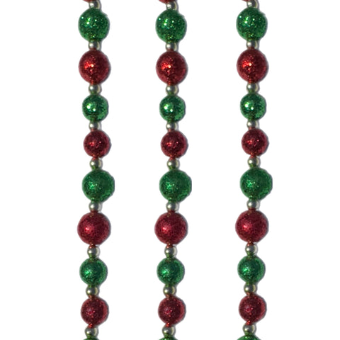 6' Green & Red Glitter Garland