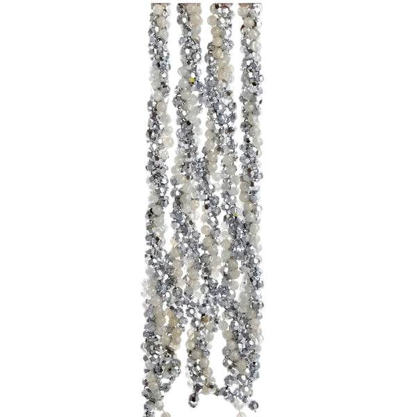 9' Silver Twisted Beaded Garland