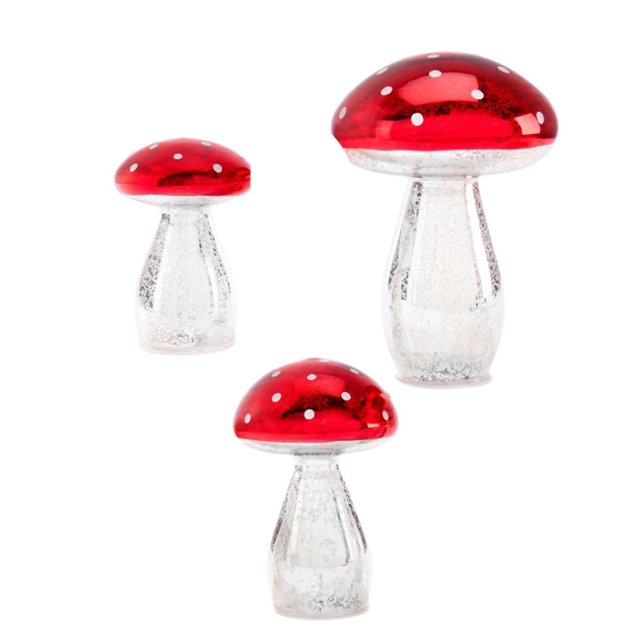 Assorted LED Red Mushroom Figurine, INDIVIDUALLY SOLD