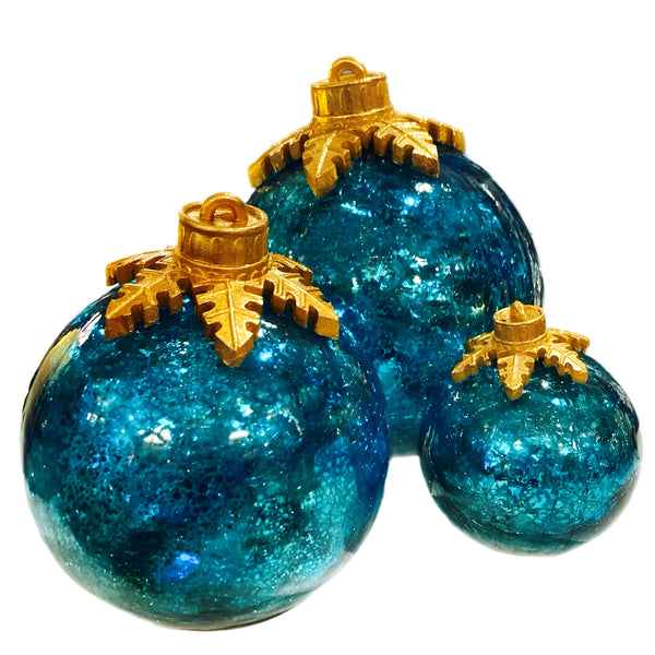 Assorted Blue Snowflake Crackle LED Ball Figurine, INDIVIDUALLY SOLD