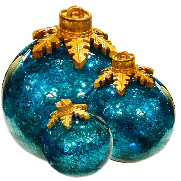 Assorted Blue Snowflake Crackle LED Ball Figurine, INDIVIDUALLY SOLD