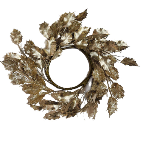 12" Champagne Holly Wreath