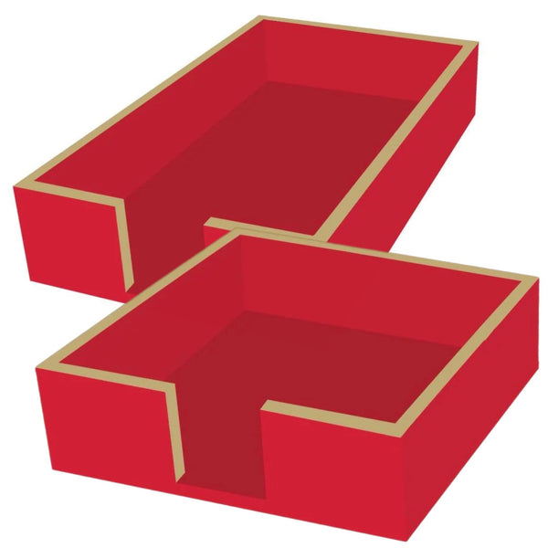 Assorted Red & Gold Lacquer Napkin Holder, INDIVIDUALLY SOLD