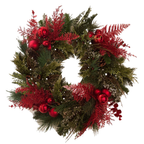 20" Mixed Juniper & Pinecone Wreath