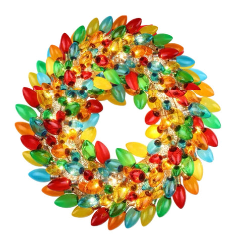 12" Multicoloured C9 Bulb Wreath