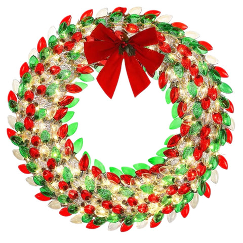 30" Red & Green C9 Bulb Wreath