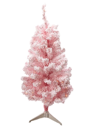 4' Flocked Pink Pine PRELIT MULTICOLOR/CLEAR