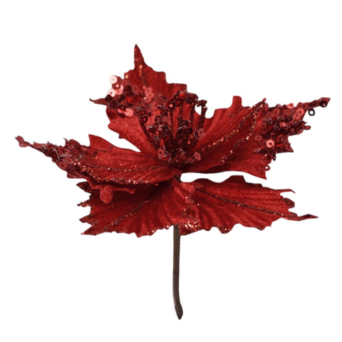 Mini Red Poinsettia Stem