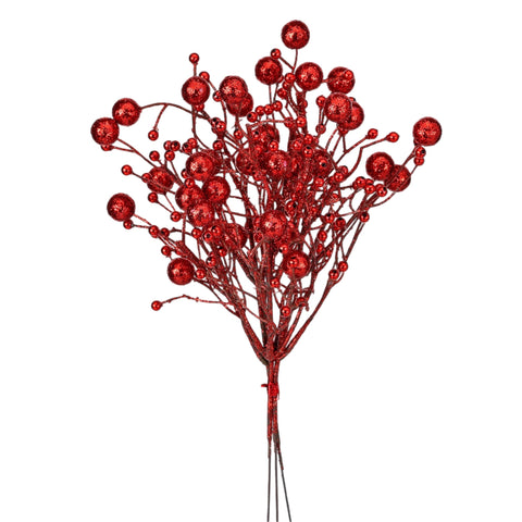 Red Glitter Berry Spray