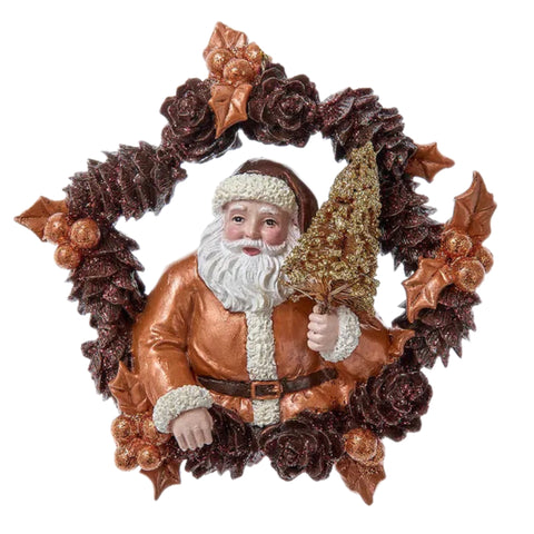 Santa In Pinecone Wreath Ornament