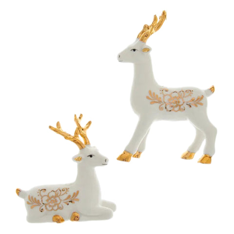 Assorted Reindeer With Flower Pattern Ornament, INDIVIDUALLY SOLD